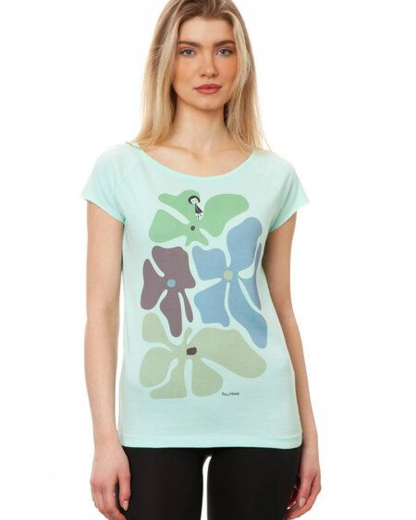 FellHerz Damen T-Shirt Flower Girl moonlight jade bio & fair & vegan – Ansicht 3