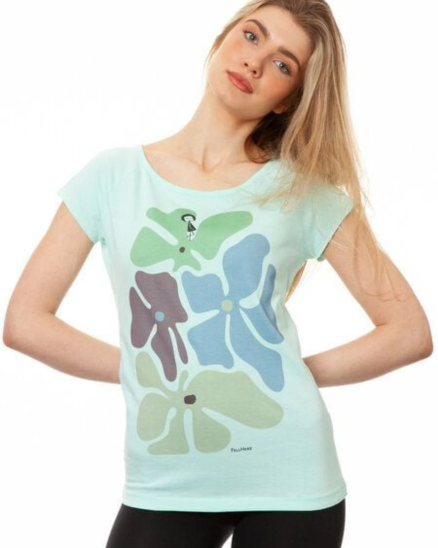 FellHerz Damen T-Shirt Flower Girl moonlight jade bio & fair & vegan – Ansicht 2