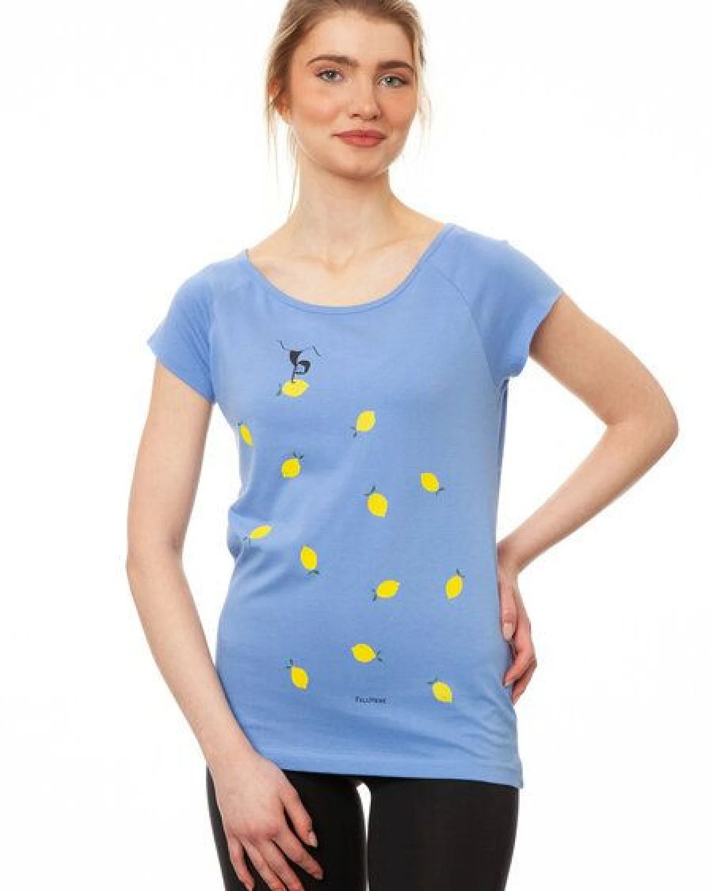 FellHerz Damen T-Shirt Lemon Girl cornflower bio & fair & vegan – Ansicht 3