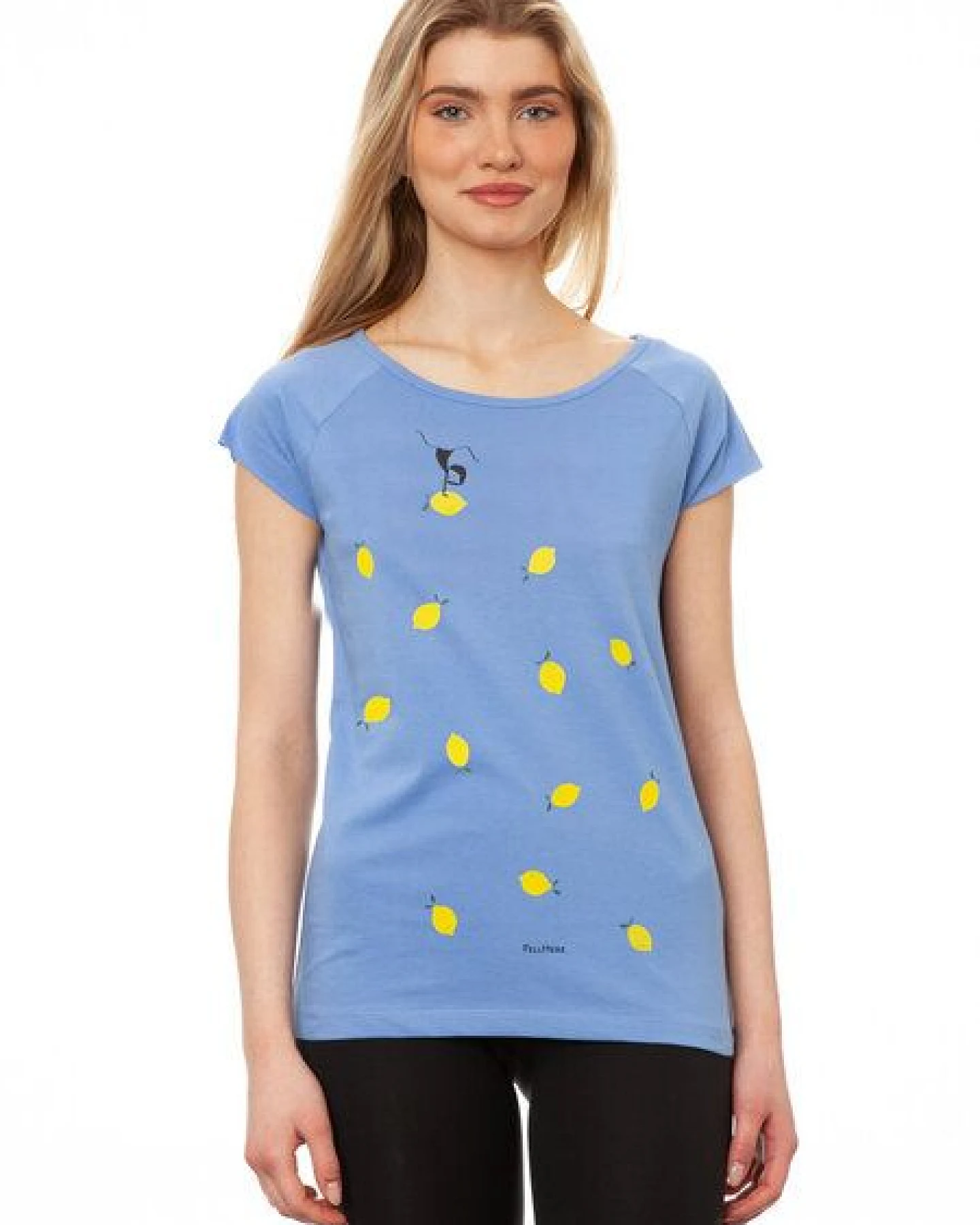 FellHerz Damen T-Shirt Lemon Girl cornflower bio & fair & vegan – Ansicht 2