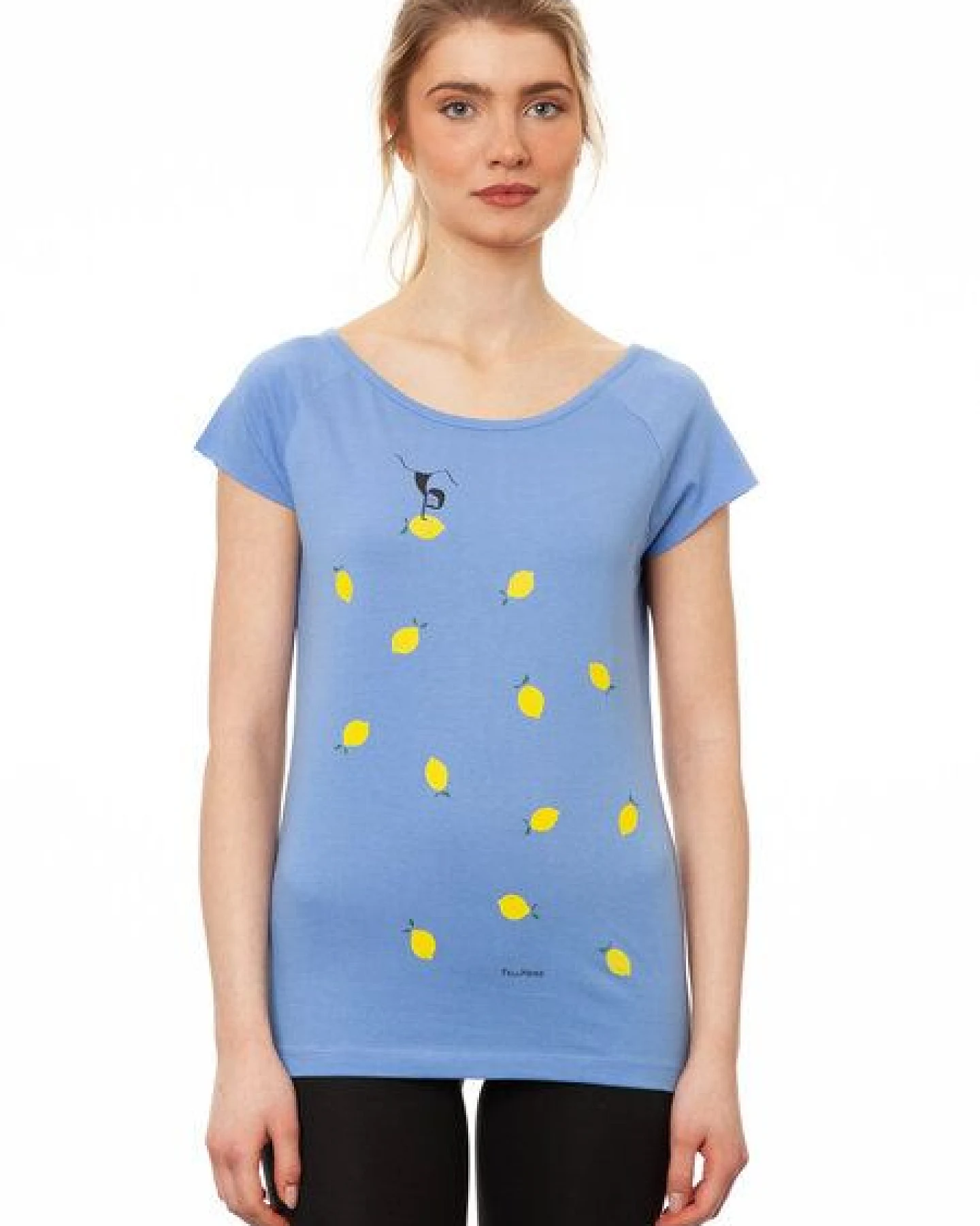 FellHerz Damen T-Shirt Lemon Girl cornflower bio & fair & vegan – Ansicht 3