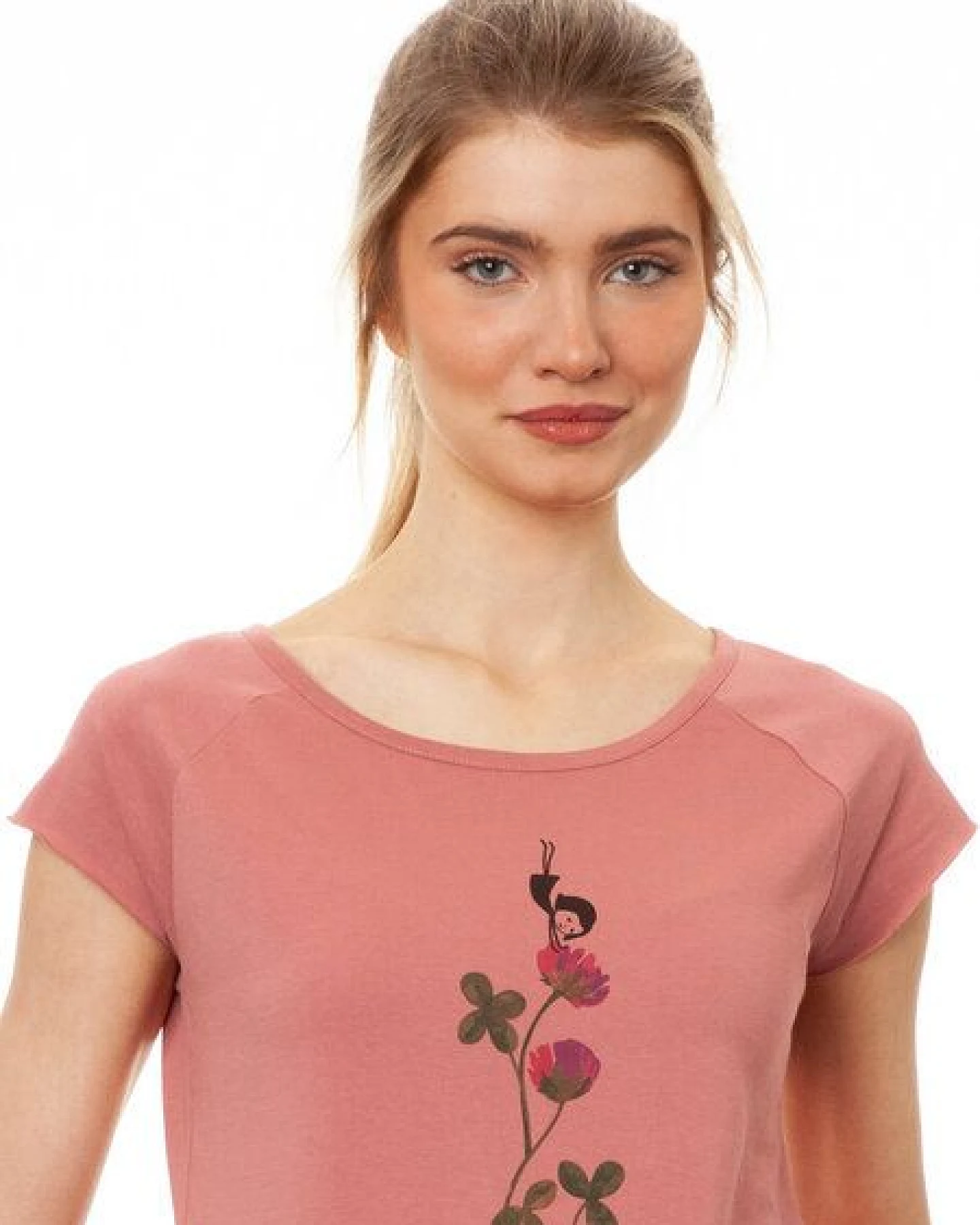 FellHerz Damen T-Shirt Glücksklee dusty rose Bio & Fair & Vegan – Ansicht 4