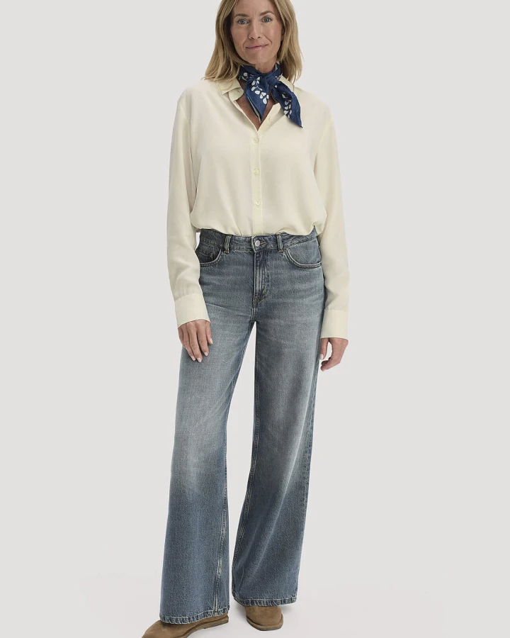 hessnatur Damen Jeans ALVA Wide Leg aus Bio-Denim - blau - Größe 26/32