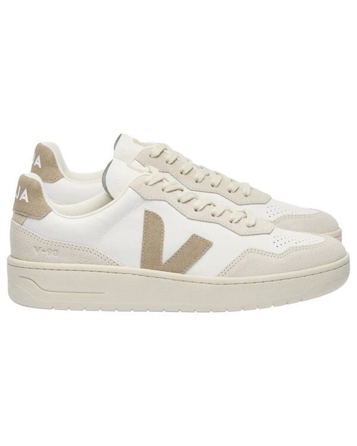 Veja Herren-Sneaker V-90 OT Leather White Taupe