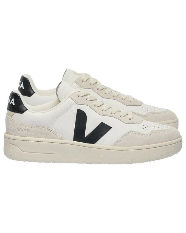 Veja Herren-Sneakers V-90 OT Leather White Black