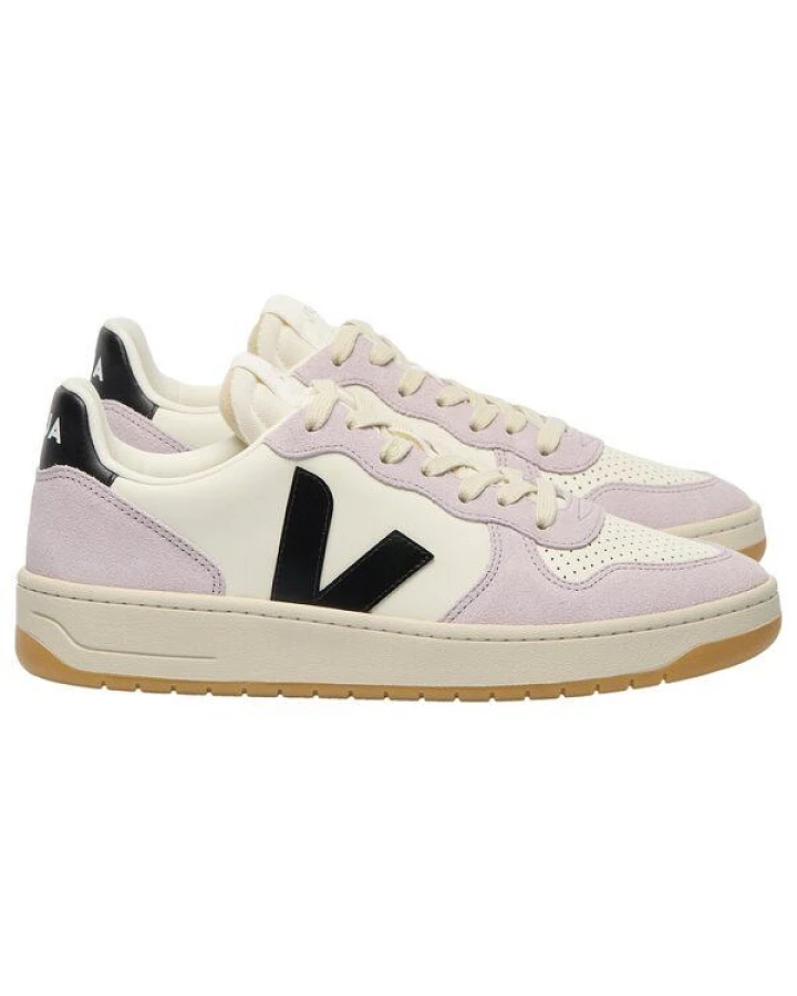 Veja Damen-Sneaker V-10 Prime Leather Pure Black Parme