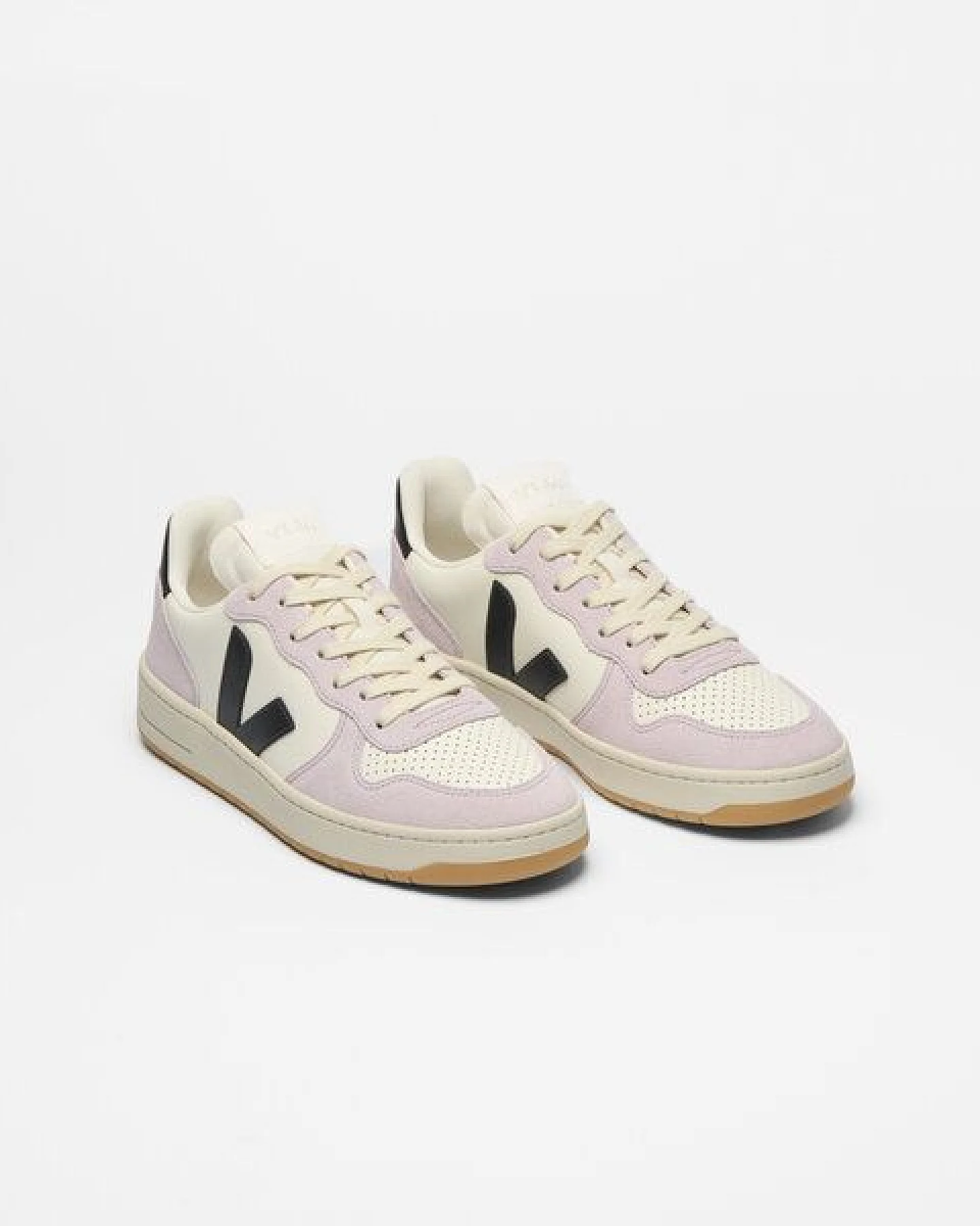 Veja Damen-Sneaker V-10 Prime Leather Pure Black Parme – Ansicht 2