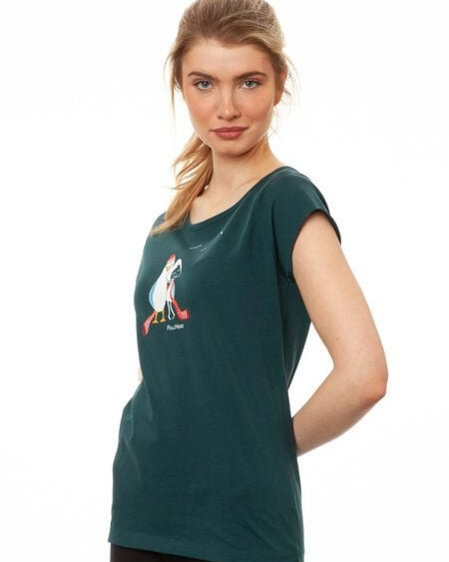 FellHerz Damen T-Shirt Möwen-Liebe deepteal Bio & Fair & Vegan – Ansicht 4