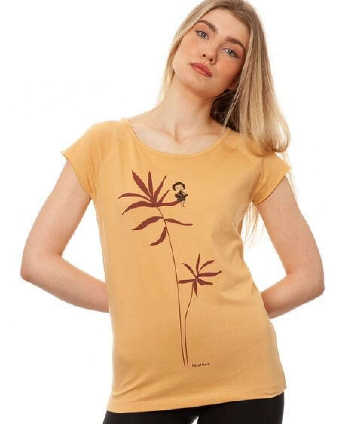 FellHerz Damen T-Shirt Lesepalme Girl clay bio & fair & vegan – Ansicht 2