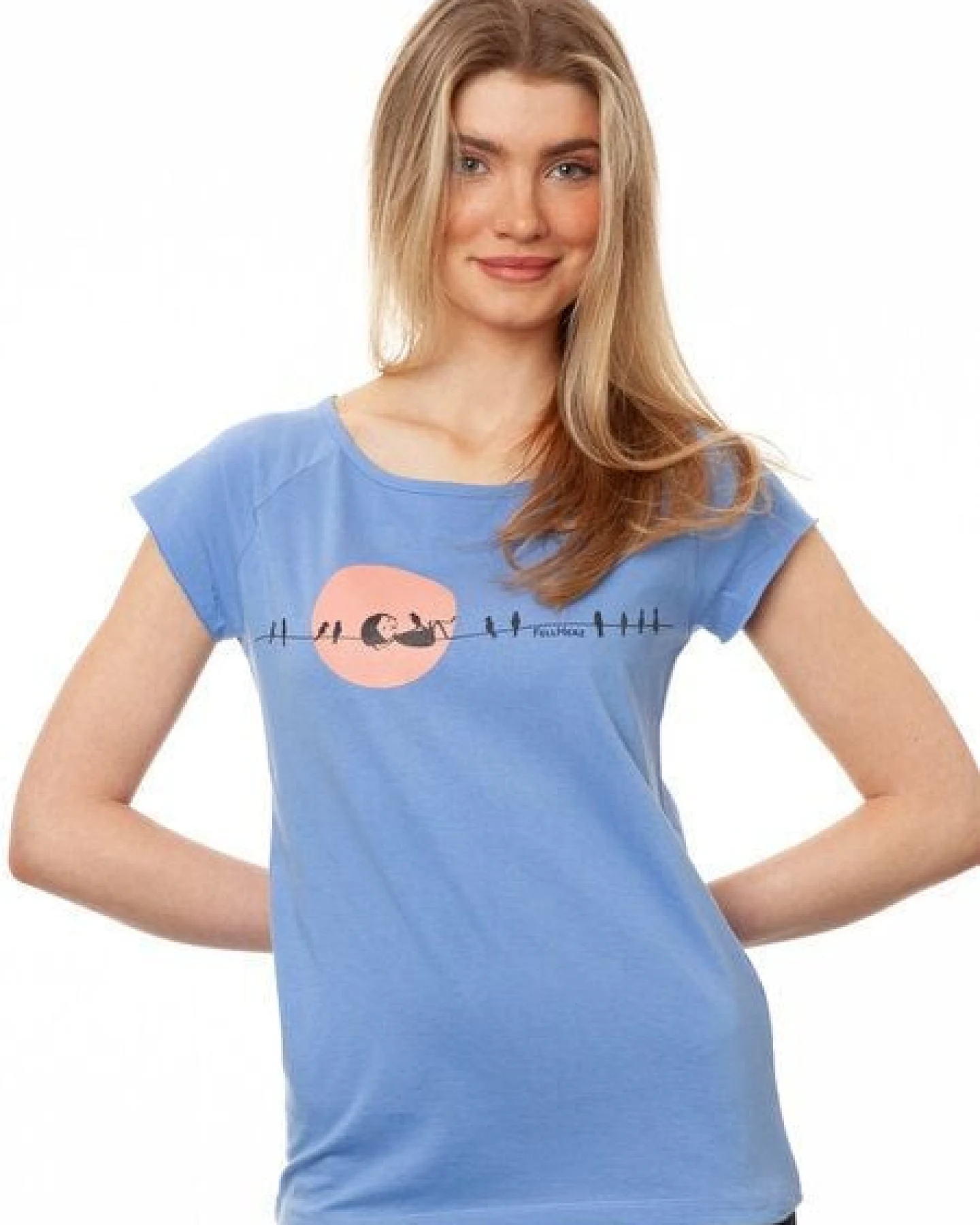 FellHerz Damen T-Shirt Sunrise cornflower bio & fair & vegan – Ansicht 2