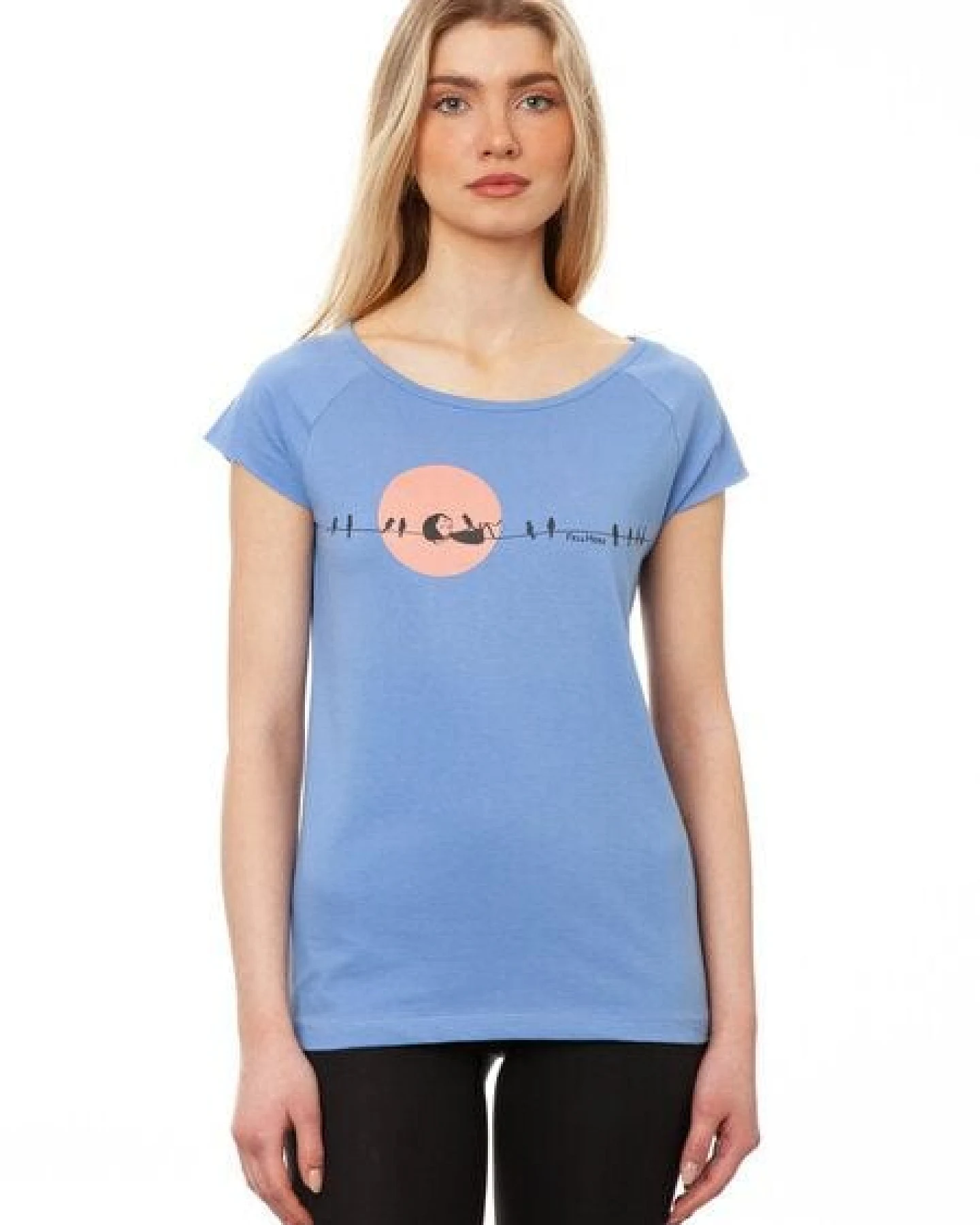 FellHerz Damen T-Shirt Sunrise cornflower bio & fair & vegan – Ansicht 3