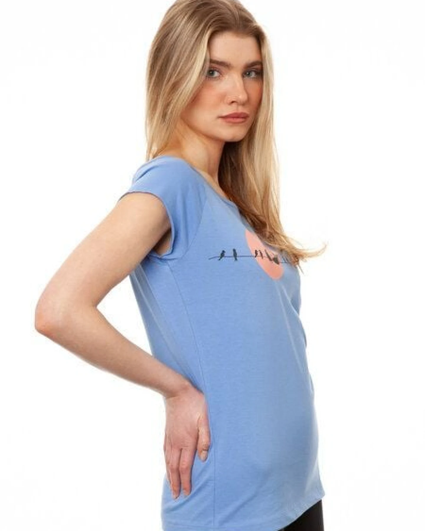FellHerz Damen T-Shirt Sunrise cornflower bio & fair & vegan – Ansicht 4