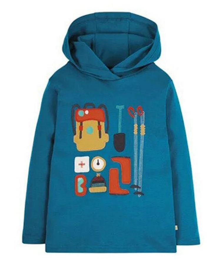 Frugi Hoodie Campfire in blau Campfire Hooded Top