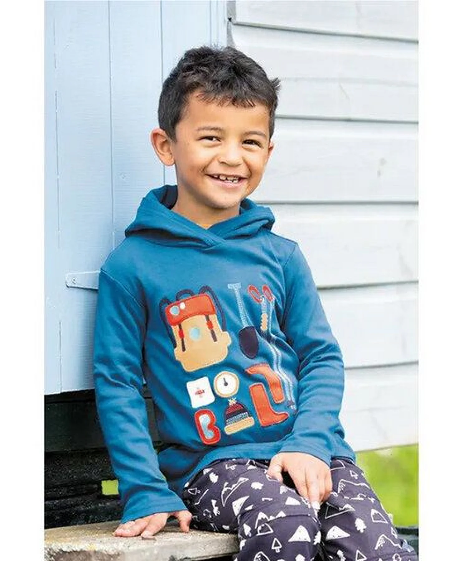 Frugi Hoodie Campfire in blau Campfire Hooded Top – Ansicht 2