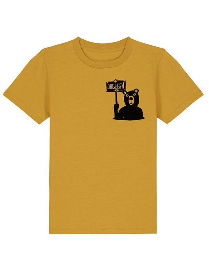 päfjes Der Bär ist DAGEGEN! Du auch? - Kinder T-Shirt aus Baumwolle Fair - Siebdruck