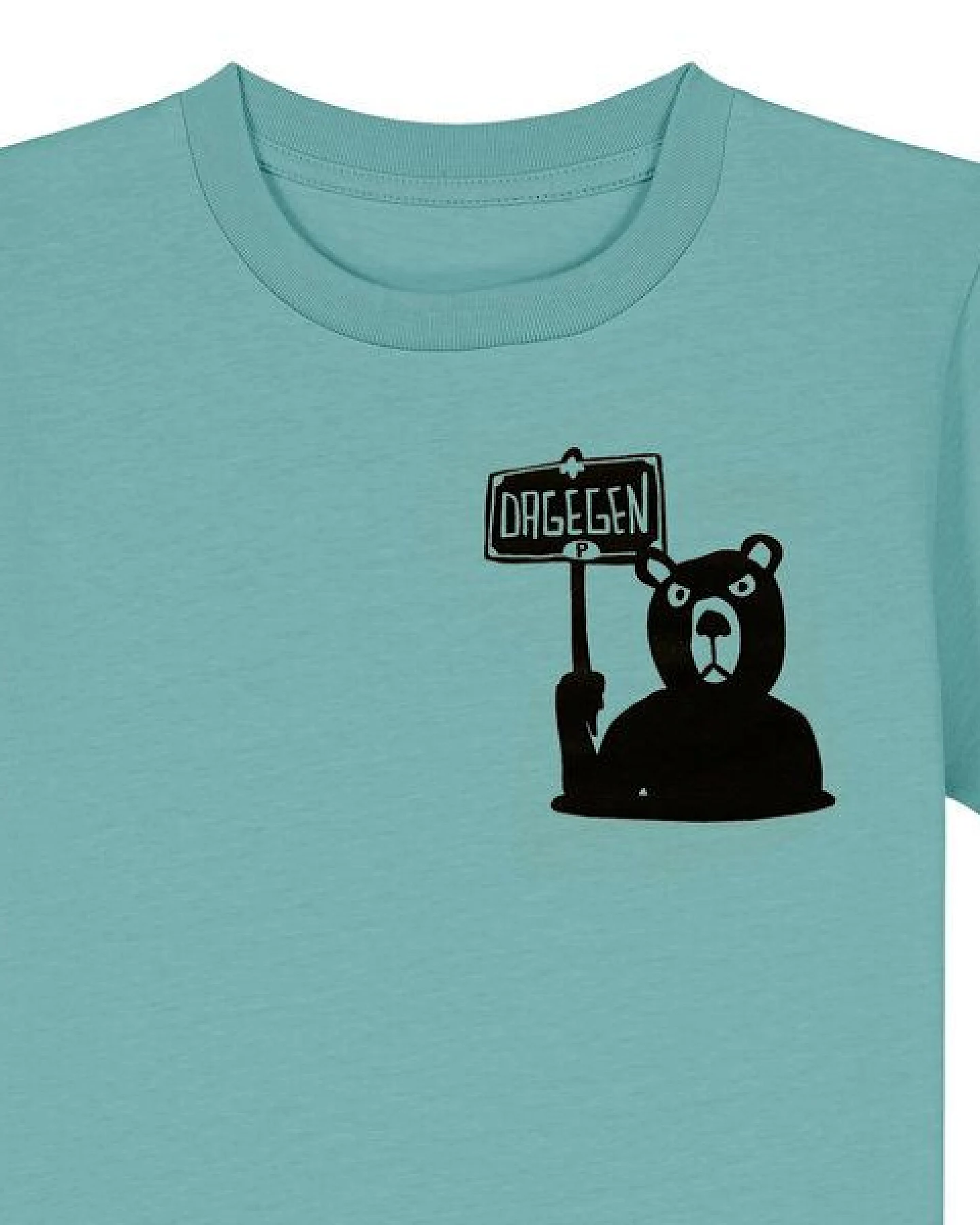 päfjes Der Bär ist DAGEGEN! Du auch? - Kinder T-Shirt aus Baumwolle Fair - Siebdruck – Ansicht 2