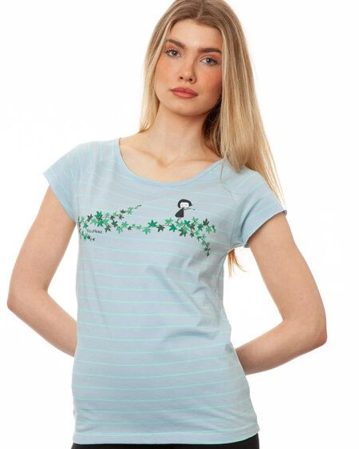 FellHerz Damen T-Shirt Efeumädchen striped light blue mint Bio Fair und Vegan