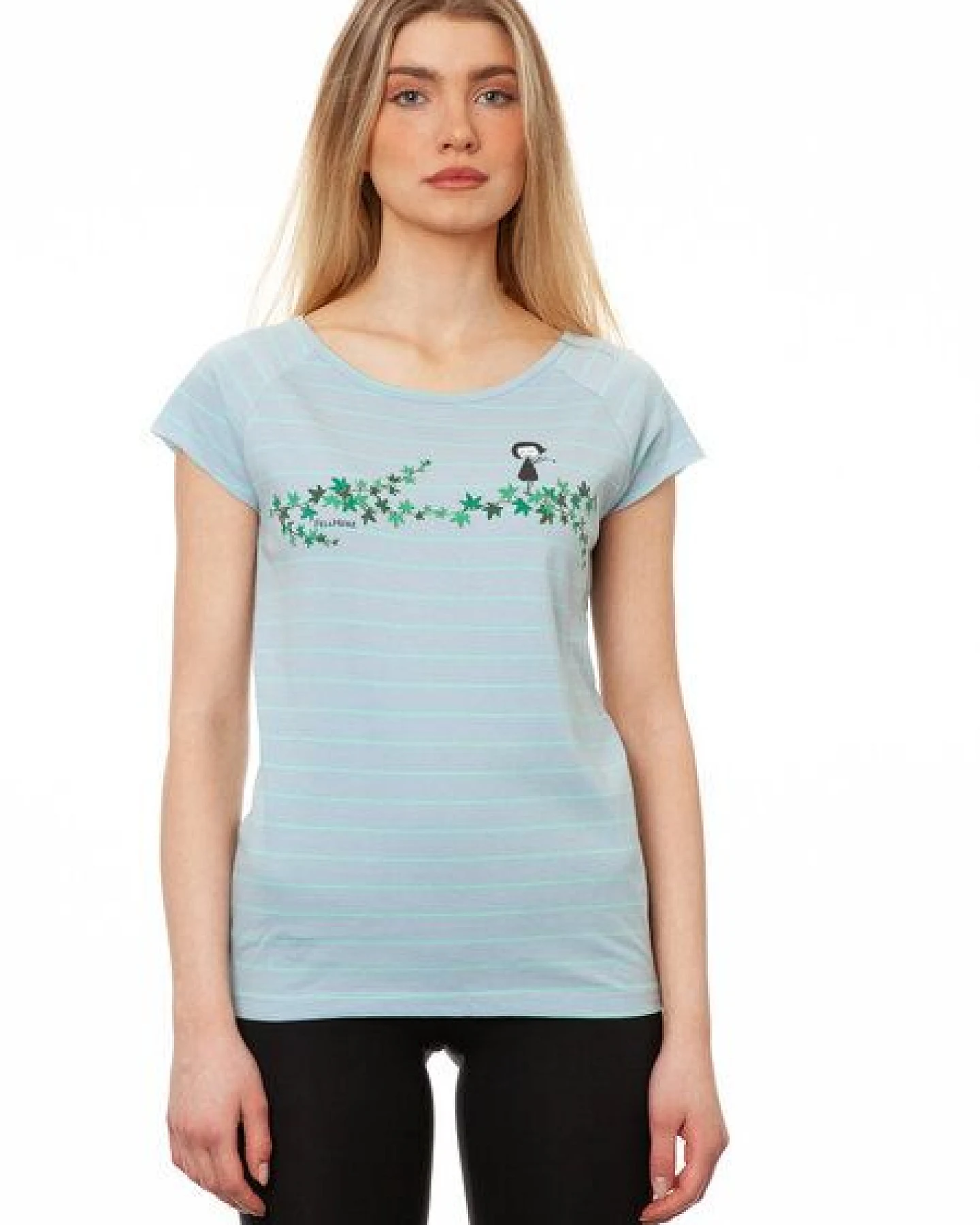 FellHerz Damen T-Shirt Efeumädchen striped light blue mint Bio Fair und Vegan – Ansicht 2