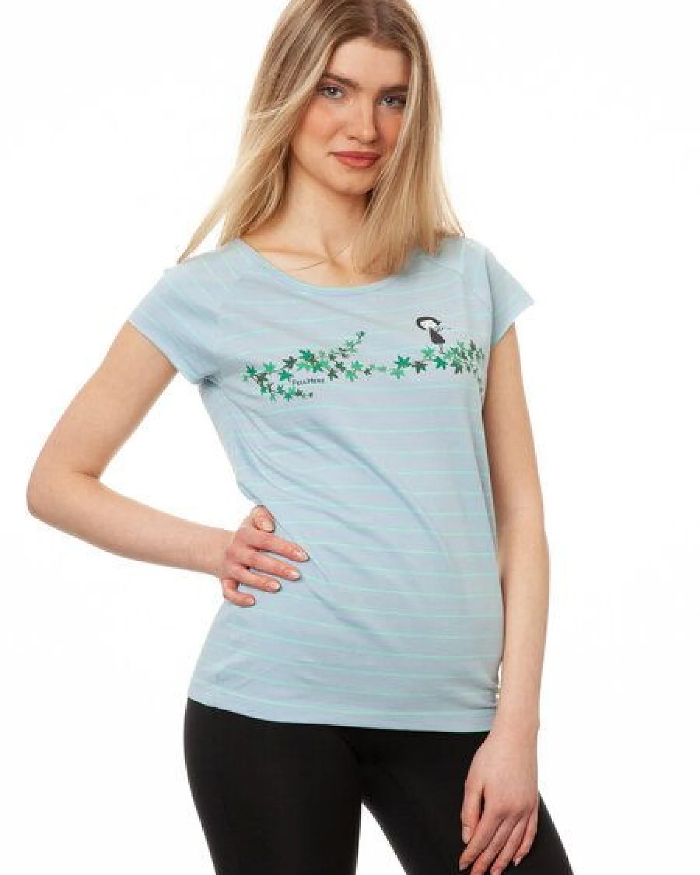 FellHerz Damen T-Shirt Efeumädchen striped light blue mint Bio Fair und Vegan – Ansicht 4