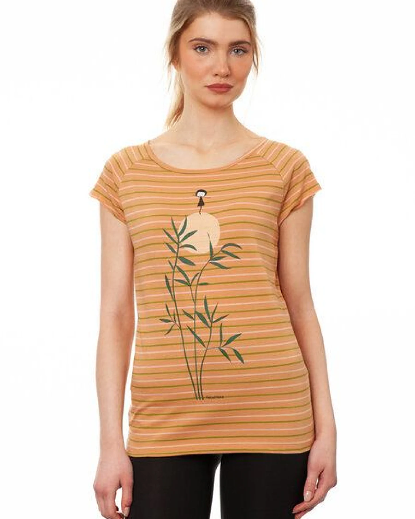 FellHerz Damen T-Shirt Sunset Girl triple striped Bio Fair und Vegan – Ansicht 3