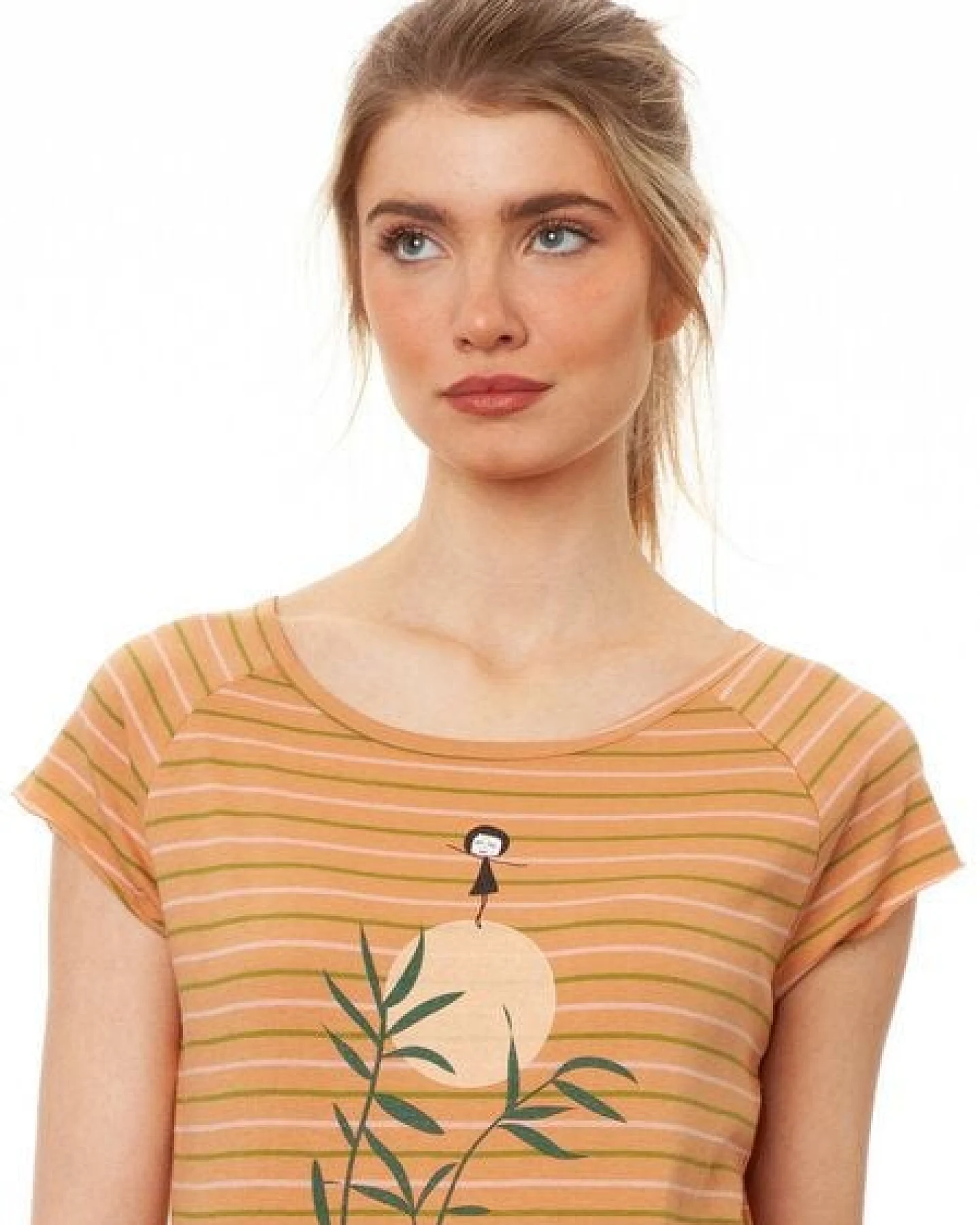 FellHerz Damen T-Shirt Sunset Girl triple striped Bio Fair und Vegan – Ansicht 4