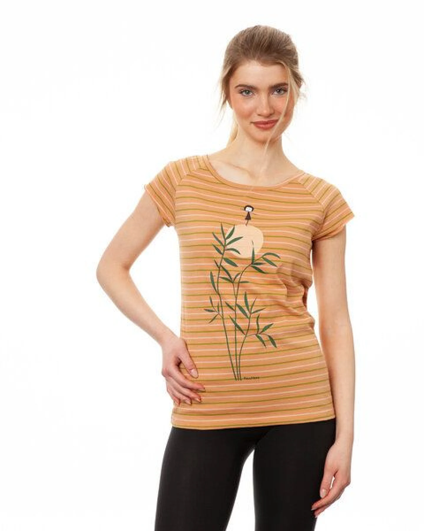 FellHerz Damen T-Shirt Sunset Girl triple striped Bio Fair und Vegan – Ansicht 2
