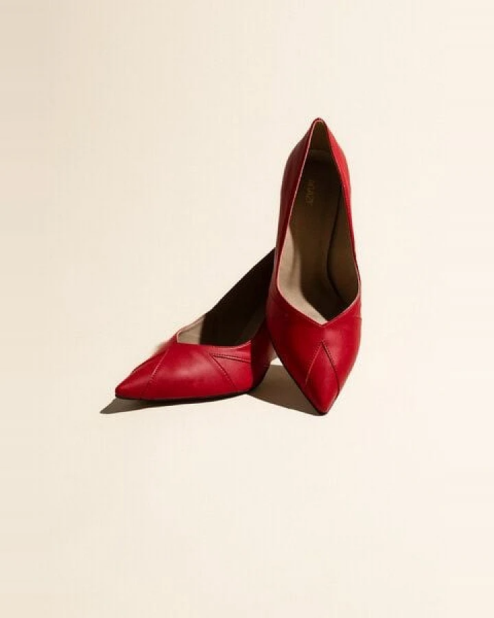AGAZI IVO MIDI matte red – vegan high heels made of mushroom leather