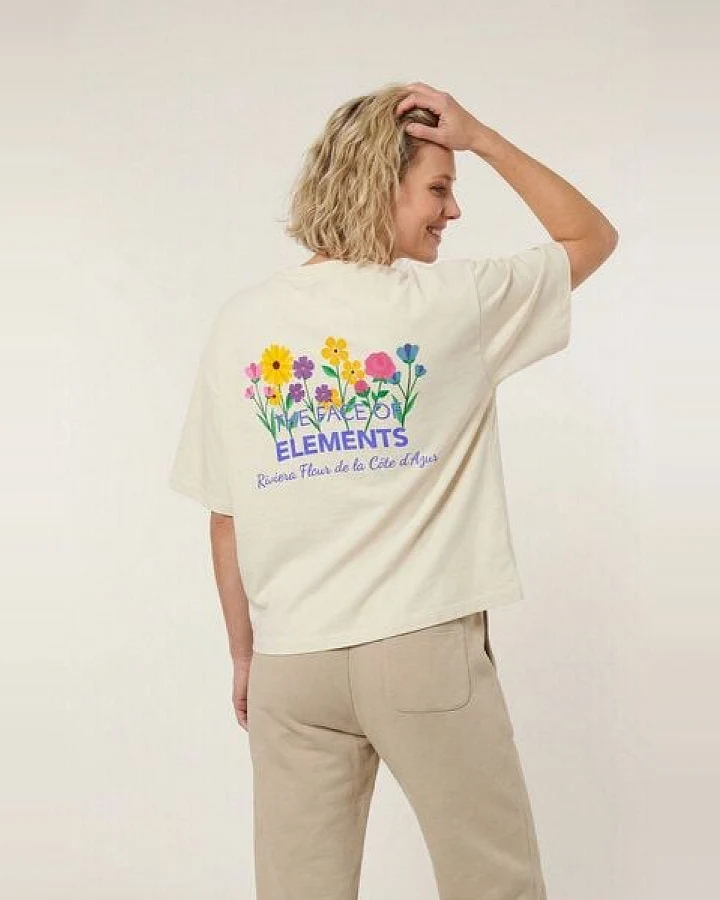 THE FACE OF ELEMENTS RIVIERA FLEUR CÔTE D'AZUR - RELAXED BOXY FIT T-SHIRT AUS 100% BIO-BAUMWOLLE