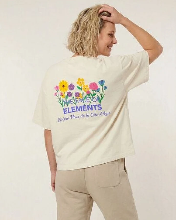 THE FACE OF ELEMENTS RIVIERA FLEUR CÔTE D'AZUR - RELAXED BOXY FIT T-SHIRT AUS 100% BIO-BAUMWOLLE
