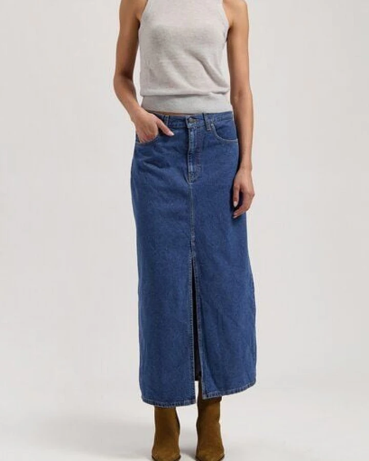 MUD Jeans Damen Rock "Lena Long Skirt - Medium Stone"
