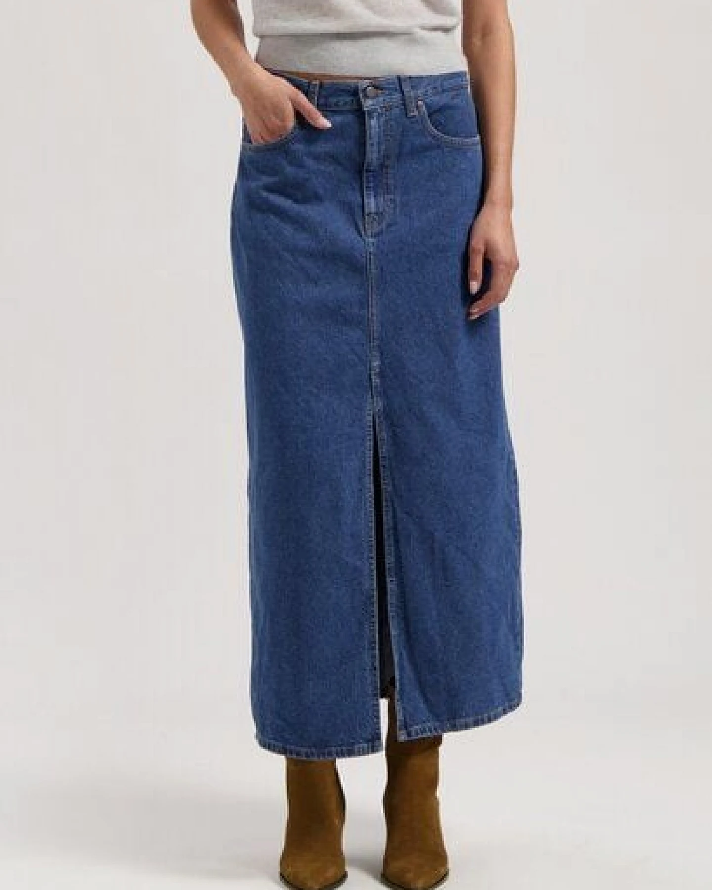MUD Jeans Damen Rock "Lena Long Skirt - Medium Stone" – Ansicht 4