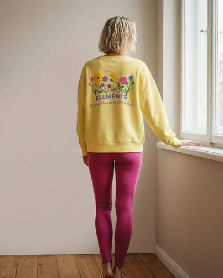 THE FACE OF ELEMENTS RIVIERA FLEUR CÔTE D'AZUR - RELAXED BOXY FIT SWEATSHIRT AUS 100% BIO-BAUMWOLLE
