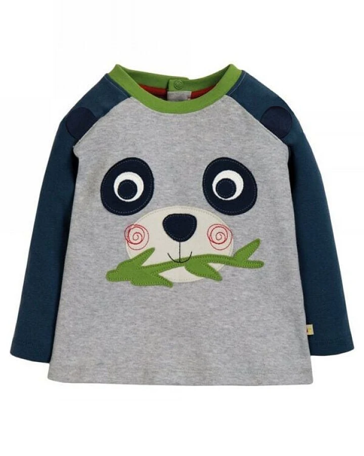 Frugi Langarm-Shirt Panda Happy Raglan Top