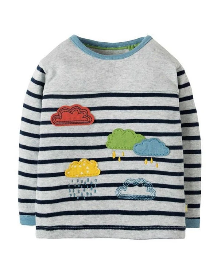 Frugi Langarm-Shirt Regenwolken in grau gestreift
