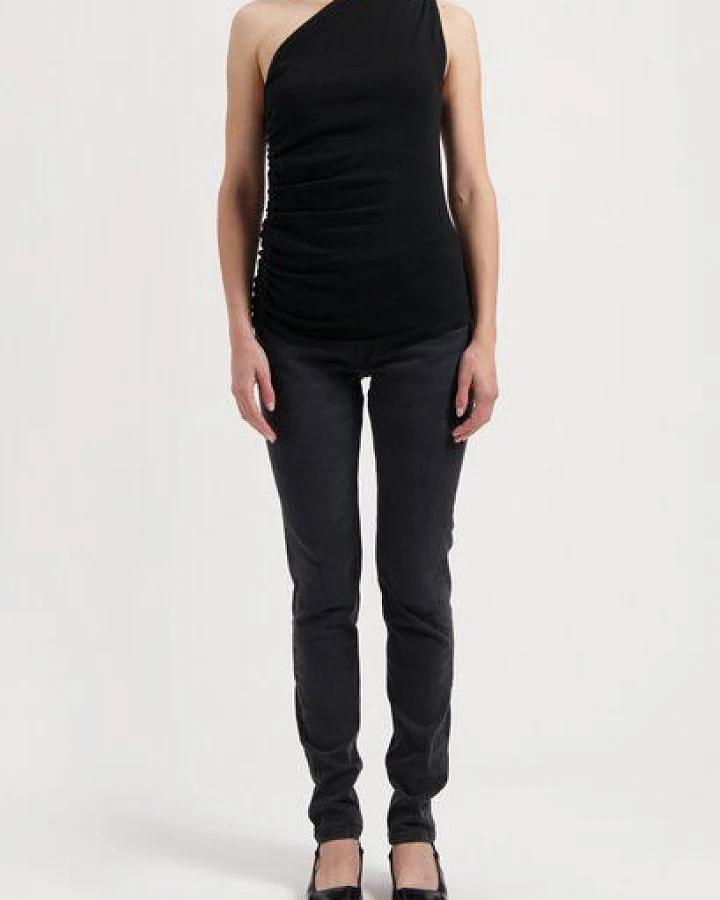 MUD Jeans Damen Jeans "Skyler Mid Skinny - Authentic Black"