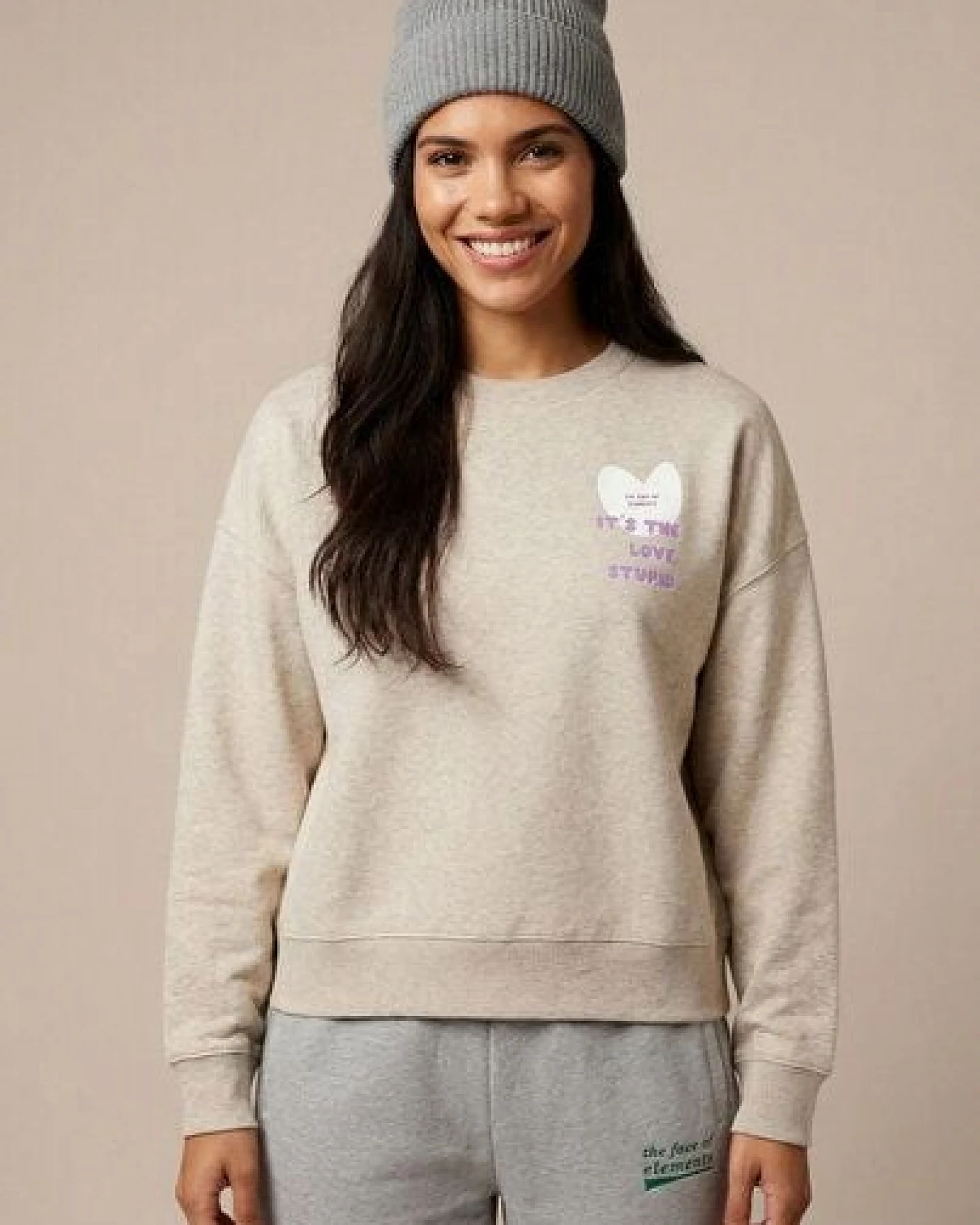 THE FACE OF ELEMENTS IT'S THE LOVE STUPID - RELAXED BOXY FIT SWEATSHIRT AUS 100% BIO-BAUMWOLLE – Ansicht 4