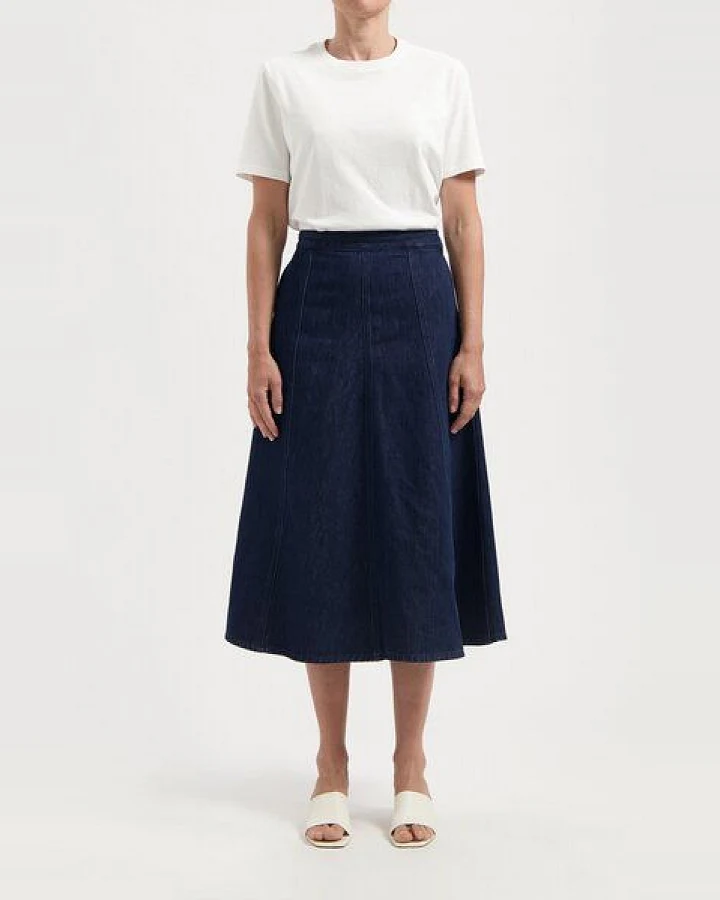 MUD Jeans Damen Jeans "Mae Panel Skirt - Stone Indigo"