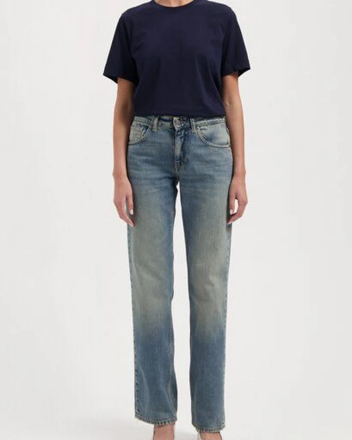 MUD Jeans Damen Jeans "Carry Mid Straight - Earth Vintage"