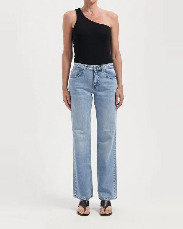 MUD Jeans Damen Jeans "Carry Mid Straight - Light Stone Vintage"