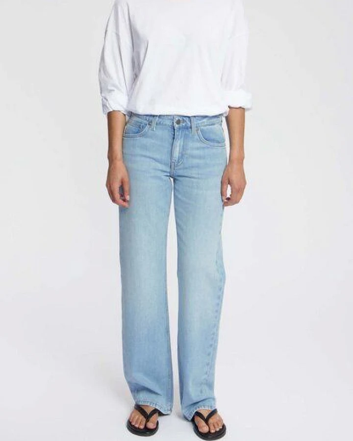 MUD Jeans Damen Jeans "Carry Mid Straight - Light Stone Vintage"