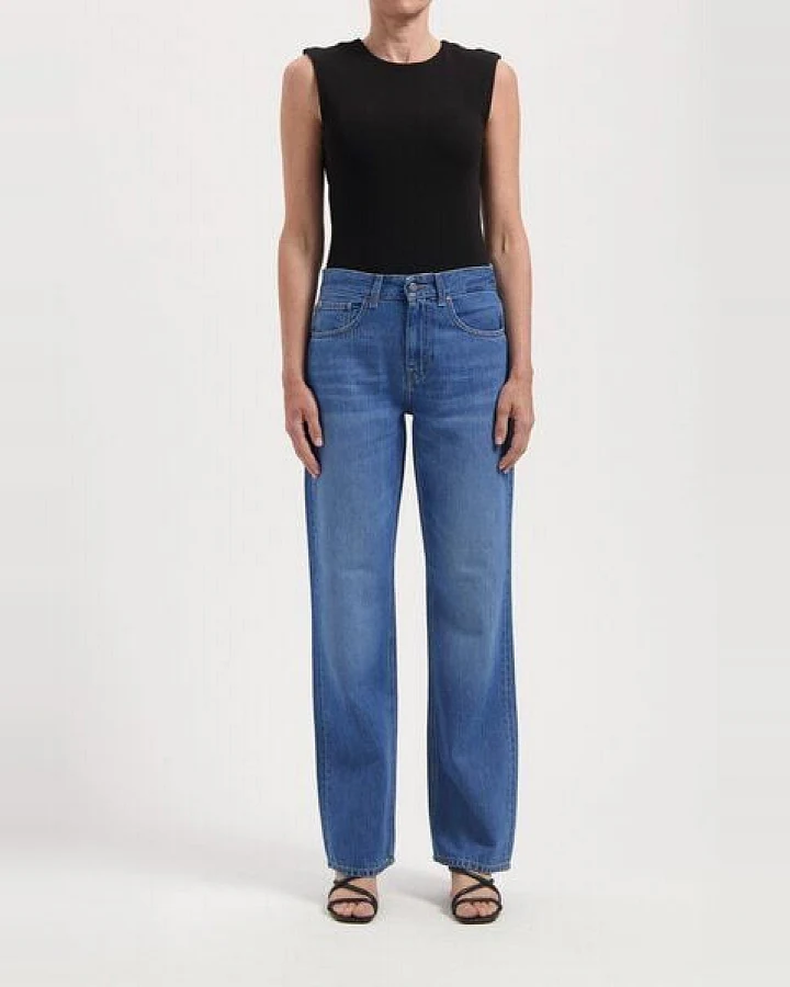 MUD Jeans Damen Jeans "Jamie Mid Loose Flow - Medium Vintage Stone"