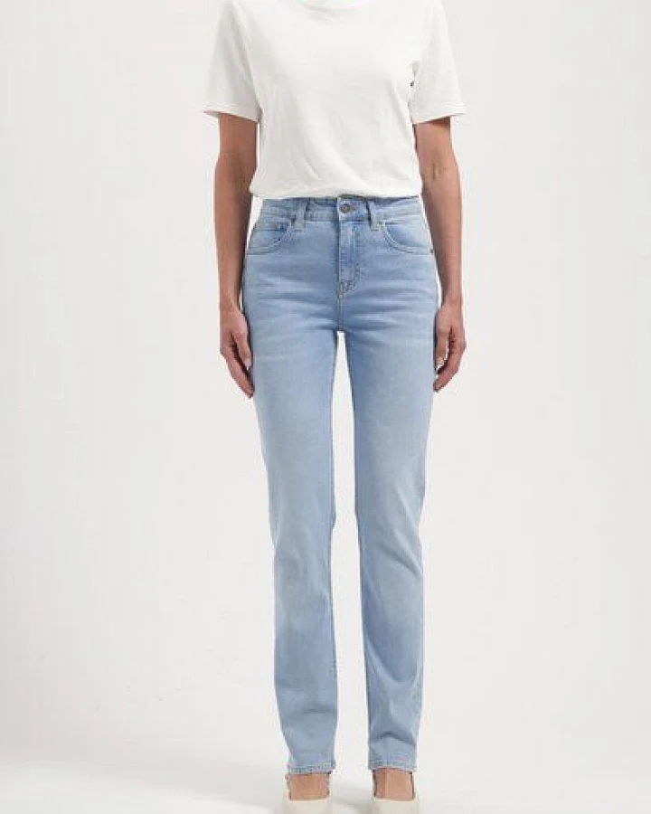 MUD Jeans Damen Jeans "Logan High Slim - Light Aged"