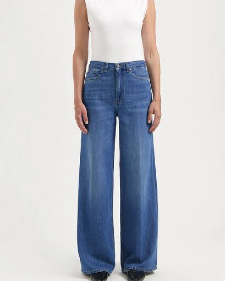 MUD Jeans Damen Jeans "Sara High Loose Flow - Medium Vintage Stone"