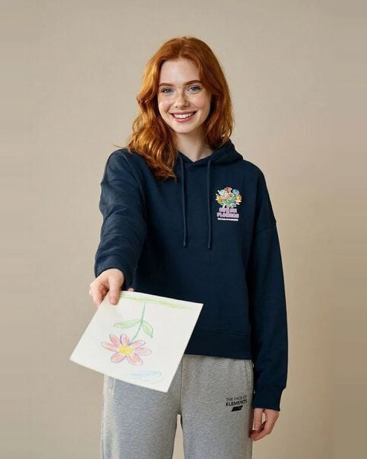 THE FACE OF ELEMENTS BUY ME FLOWERS - RELAXED BOXY FIT HOODIE AUS 100% BIO-BAUMWOLLE