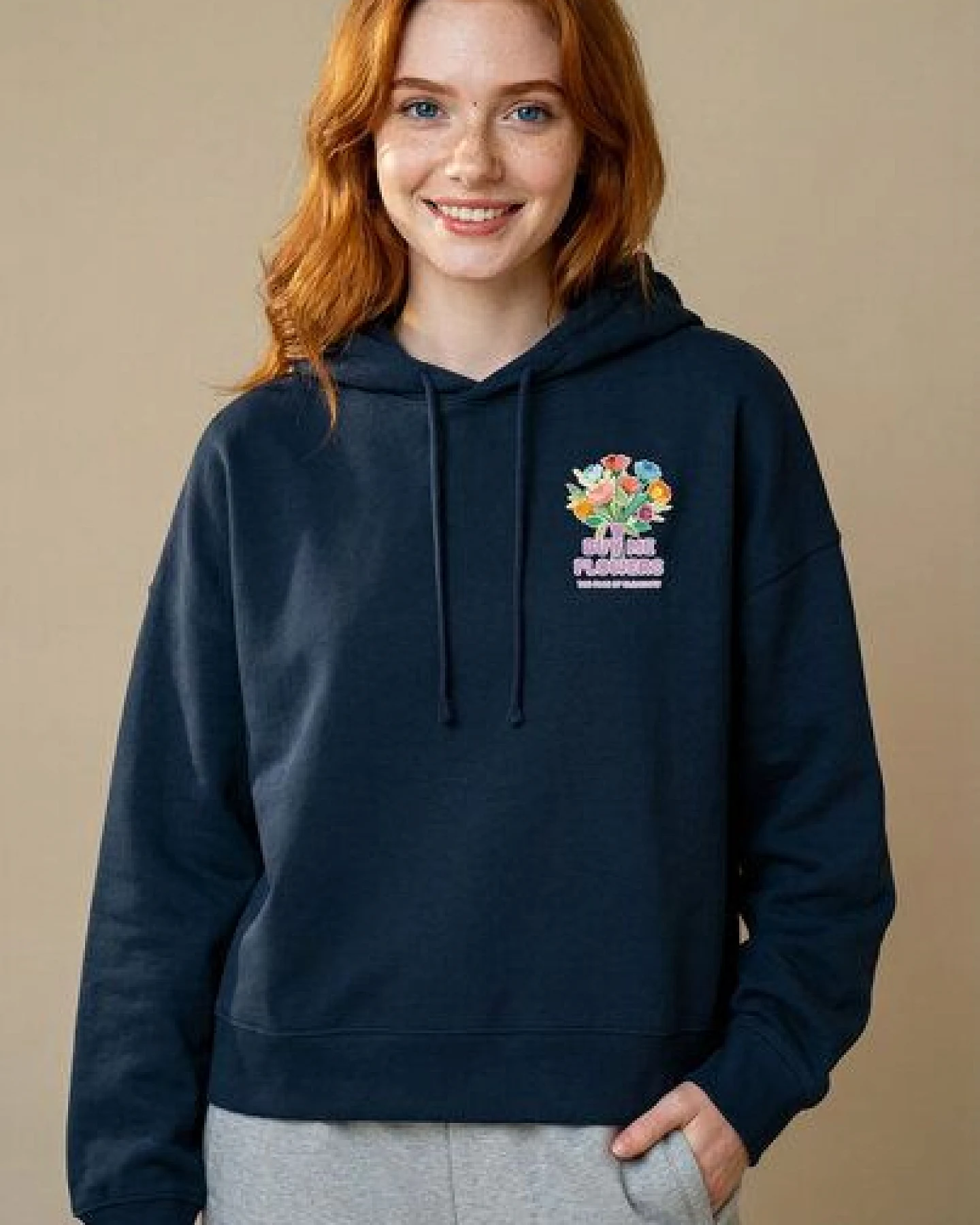 THE FACE OF ELEMENTS BUY ME FLOWERS - RELAXED BOXY FIT HOODIE AUS 100% BIO-BAUMWOLLE – Ansicht 2