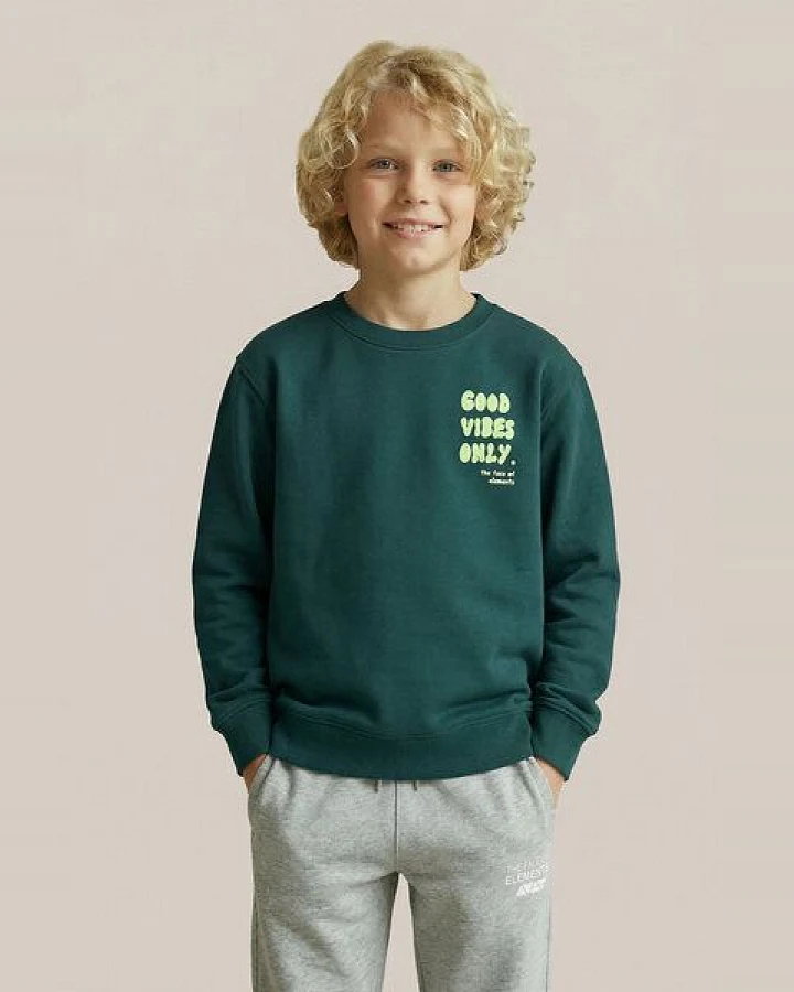 THE FACE OF ELEMENTS GOOD VIBES ONLY - RELAXED FIT KIDS SWEATSHIRT AUS 100% BIO-BAUMWOLLE