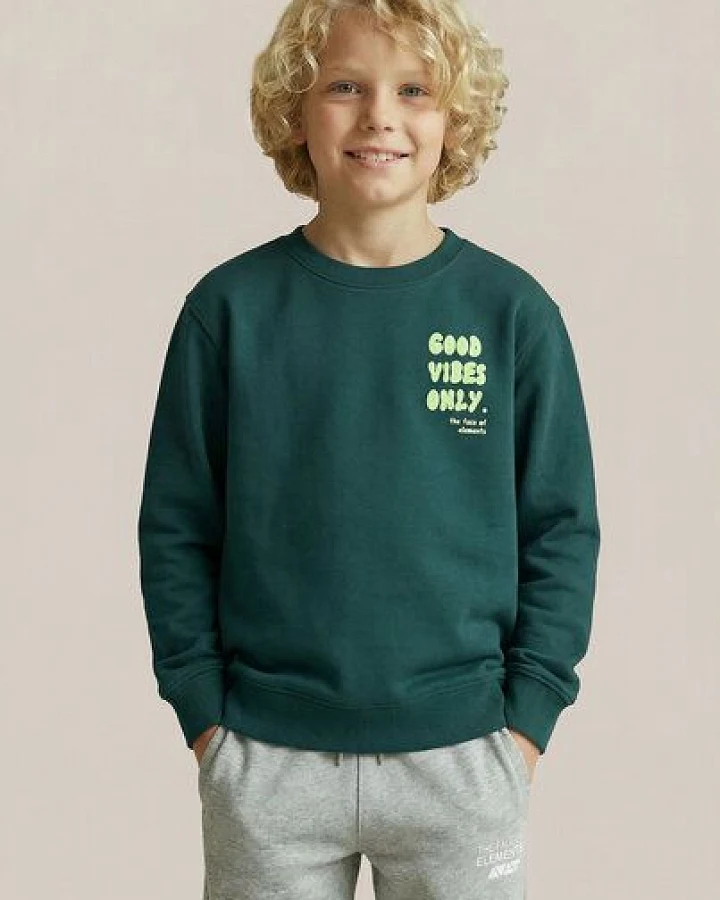 THE FACE OF ELEMENTS GOOD VIBES ONLY - RELAXED FIT KIDS SWEATSHIRT AUS 100% BIO-BAUMWOLLE