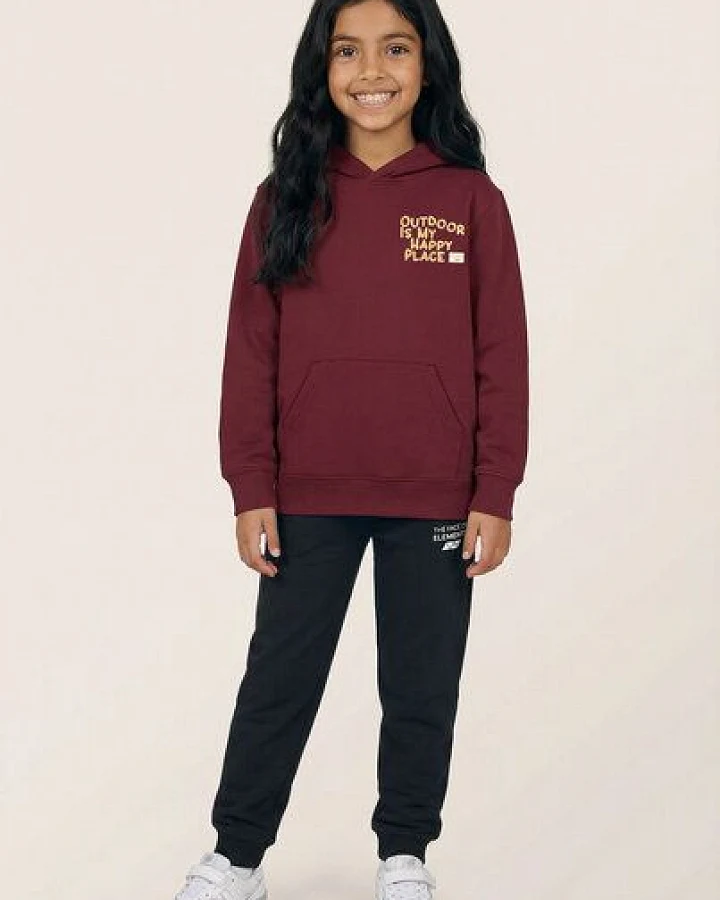 THE FACE OF ELEMENTS OUTDOOR IS MY HAPPY PLACE - RELAXED FIT KIDS HOODIE AUS 100% BIO-BAUMWOLLE