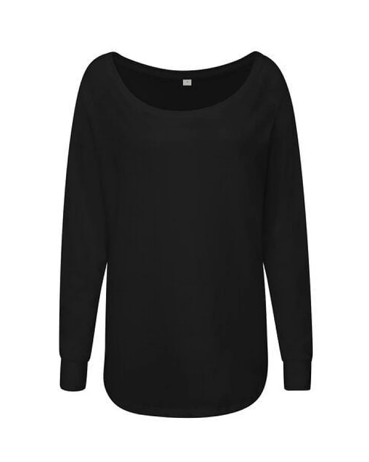 Mantis Damen Loose Fit T-Shirt Langarm weiter Halsausschnitt