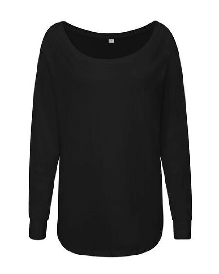 Mantis Damen Loose Fit T-Shirt Langarm weiter Halsausschnitt